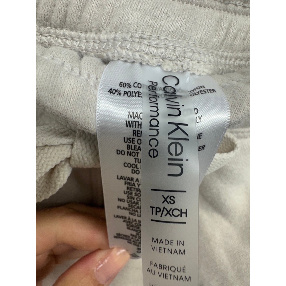 Calvin Klein Performance Joggers Women XS Beige Fleece Elastic Cinch Cuff - Picture 7 of 10
